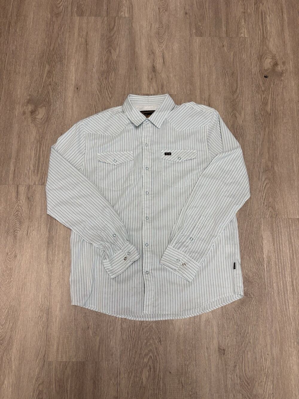 Howler Bros Shirt Mens M Striped H Bar B Tech Pearl Snap Long Sleeve Fishing